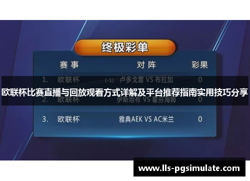 欧联杯比赛直播与回放观看方式详解及平台推荐指南实用技巧分享